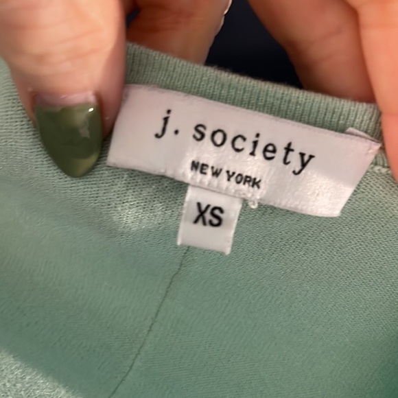 J Society Fringe Tech Top Mint Green Pullover Long Sleeves Size XS - Picture 7 of 9